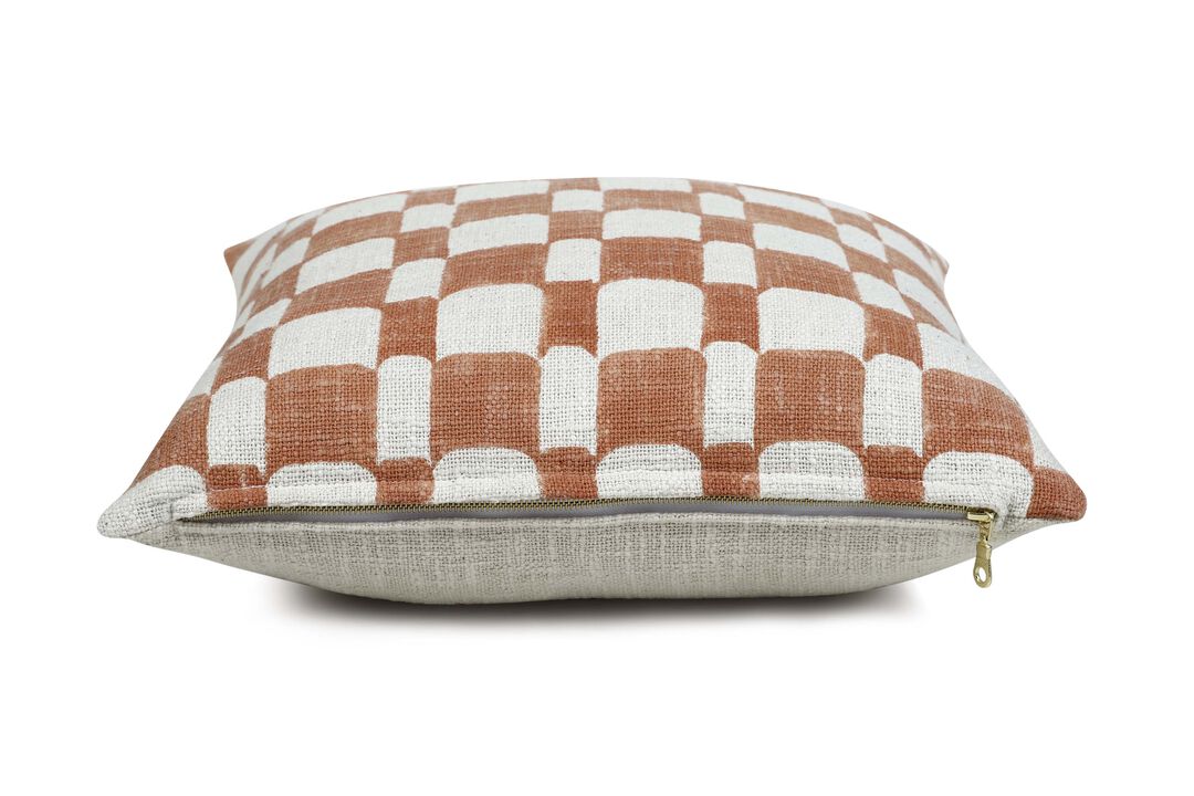 Checkered Block Printed Pillow - Cover + Insert