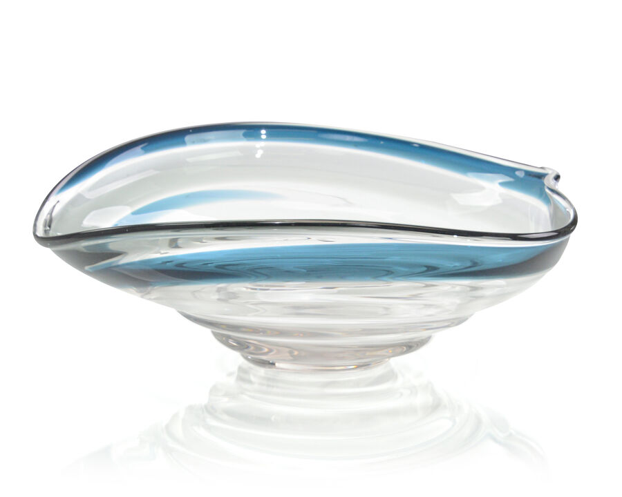 Handblown Blu & Gry Glass Bowl