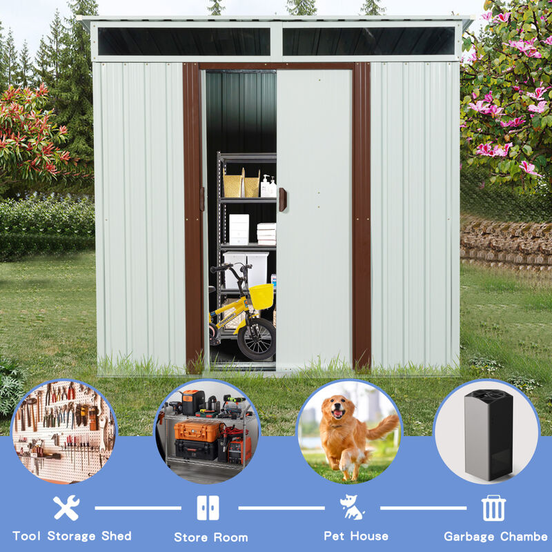 Streamdale 6FT X 5FT Outdoor Metal Storage Shed With Window White image number 6