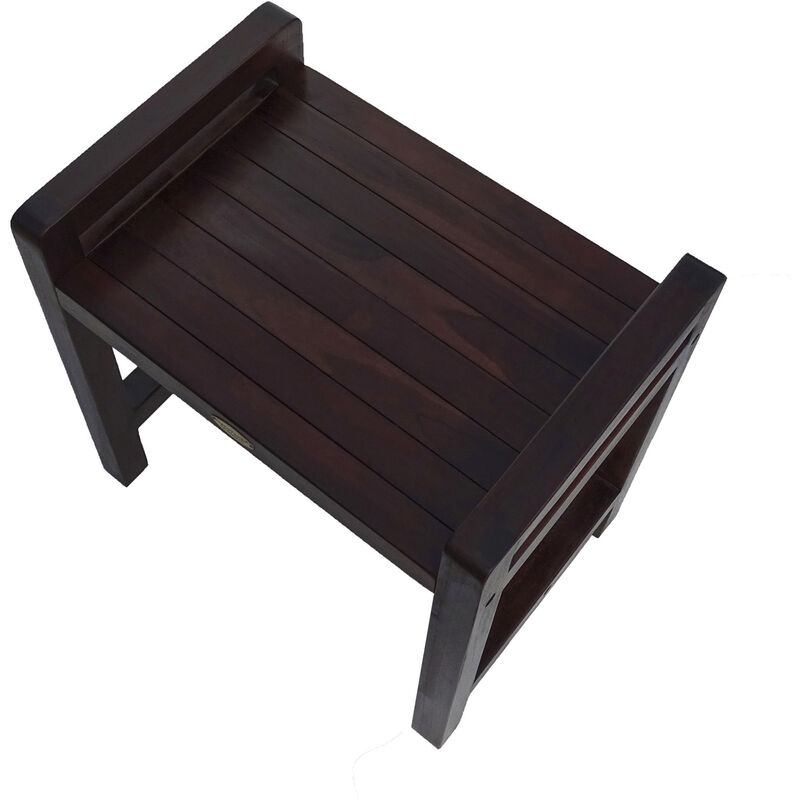 DecoTeak Eleganto 20" Teak Wood Shower Bench with LiftAide Arms in Woodland Brown Finish