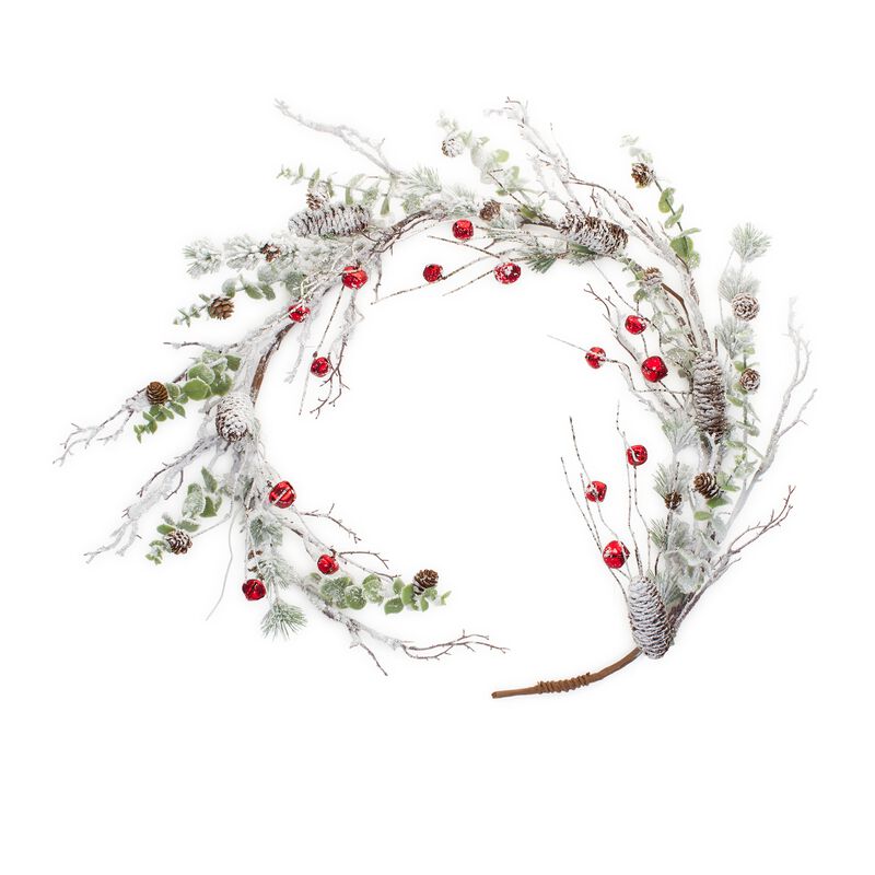 Snow Pine Garland with Sleigh Bells for Holiday and Winter D&eacute;cor (Set of 2)