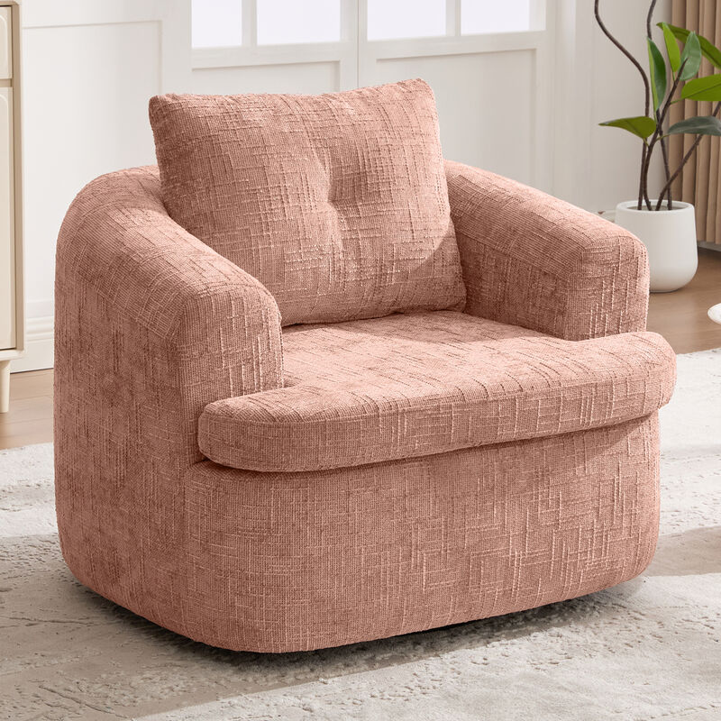 GOODSILO 360-Degree Swivel Accent Barrel Chair with Dual-Layer Cushion for Modern Living Spaces image number 1