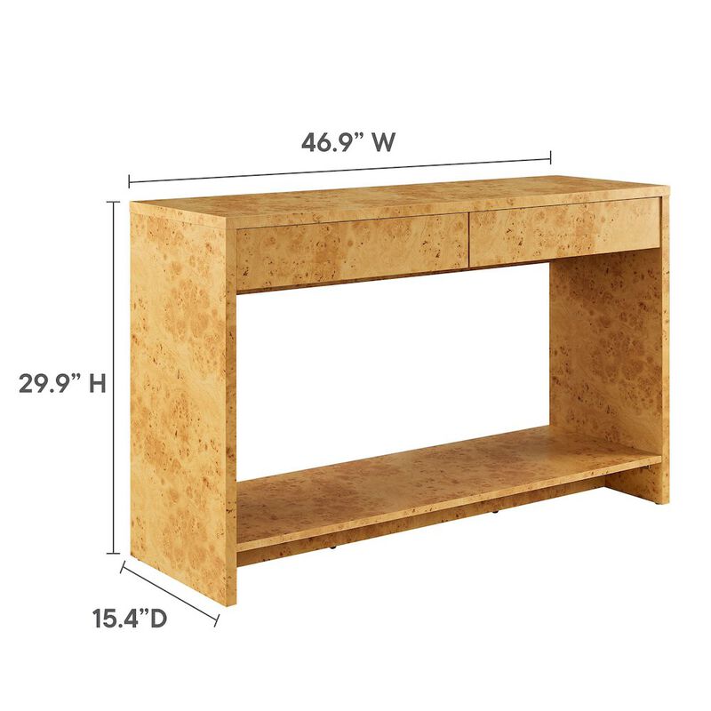 Hudson 2-Drawer Burl Wood Console Table image number 1