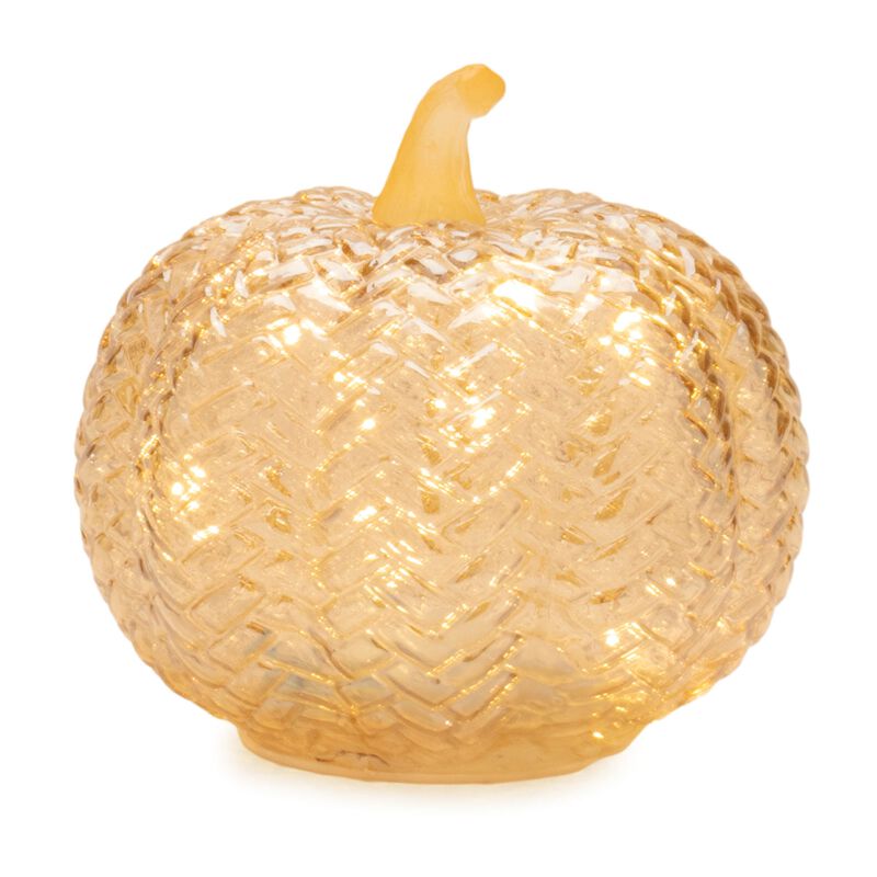 Set of 3 Light-Up Mercury Glass Pumpkins for Festive Fall or Thanksgiving Decor
