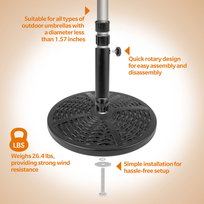 Sour Citrus 26.4 lbs Patio Umbrella Base, Outdoor Heavy Duty Umbrella Stand for Garden, Deck or Lawn