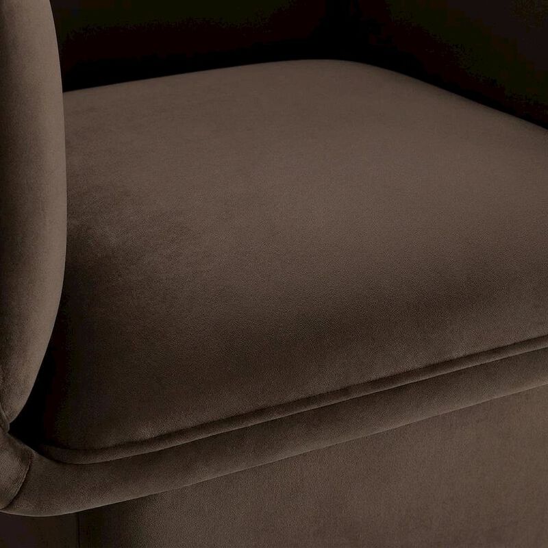 Performance Velvet Accent Chair with Padded Arms, Chocolate Brown image number 5