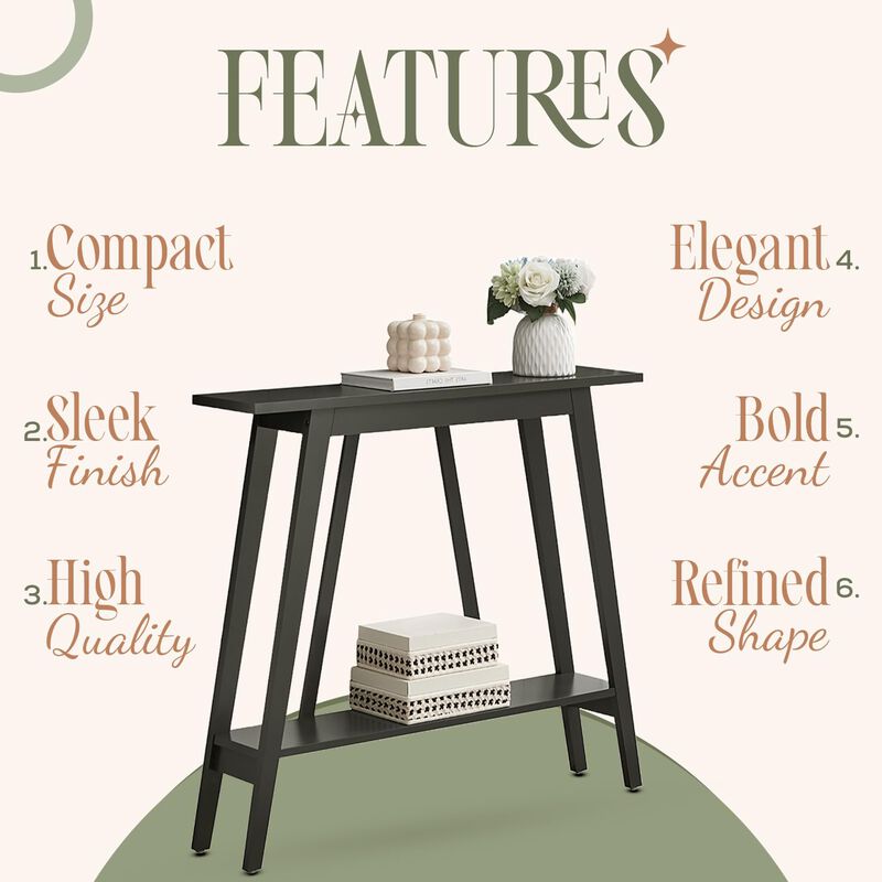 Kings Brand Furniture Conway Console Table Functional Narrow Wood Accent Entryway Table with Storage Shelf image number 5
