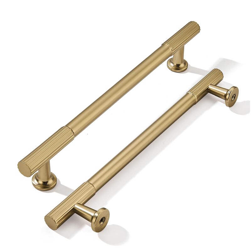 khtumeware 6 Inch Hole Center 2 Pack Champagne Bronze Heavy Duty Solid Satin Brass Cabinet Pulls, Kitchen Drawer Handles, for Dr