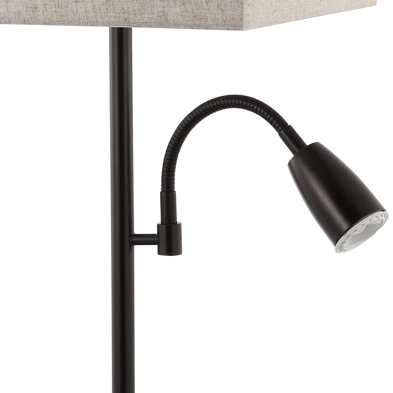 Austin 2-Light Farmhouse Industrial Iron LED Table Lamp with USB Charging Port and Adjustable Reading Light