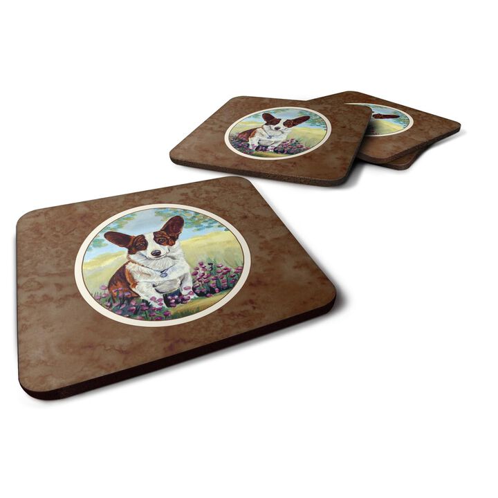 Caroline's Treasures 7088FC Cardigan Corgi Foam Coasters (Set of 4), 3.5, Multicolor