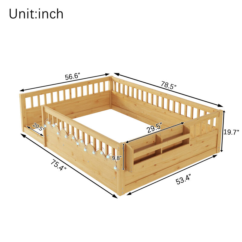 Vimnus Wooden Montessori Kids Toddler Floor Bed image number 9