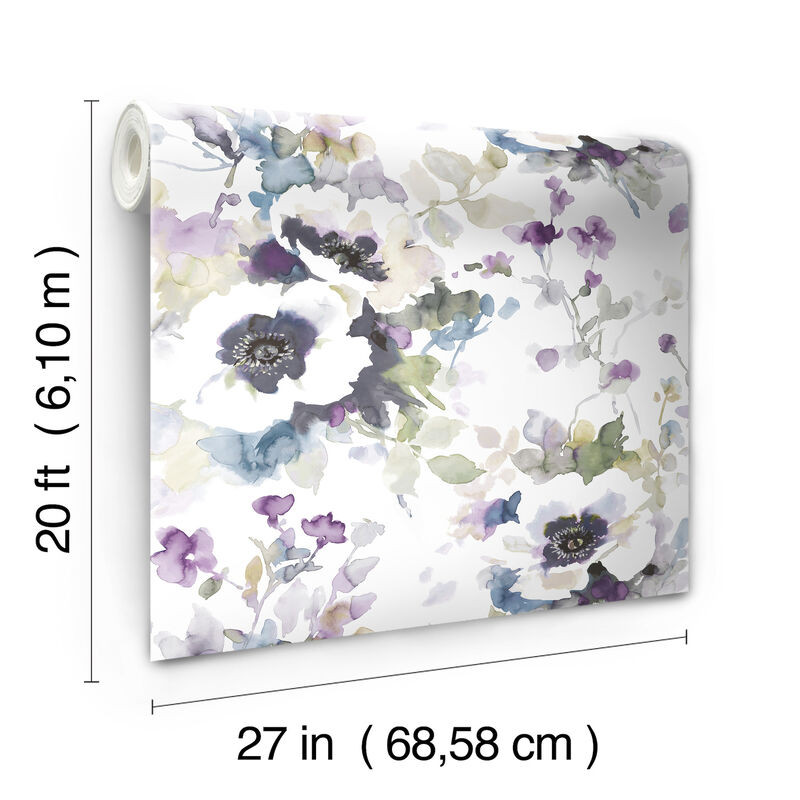 Garden Anemone Lilac & Green Peel & Stick Wallpaper image number 3