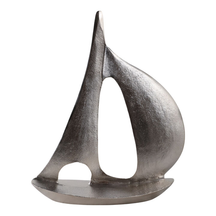 18x15" Metal Sail Boat, Silver