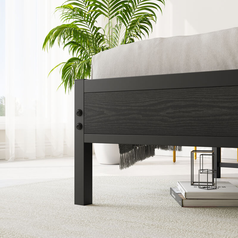 Bed Frame with Storage Headboard Charging Station and Sturdy Design