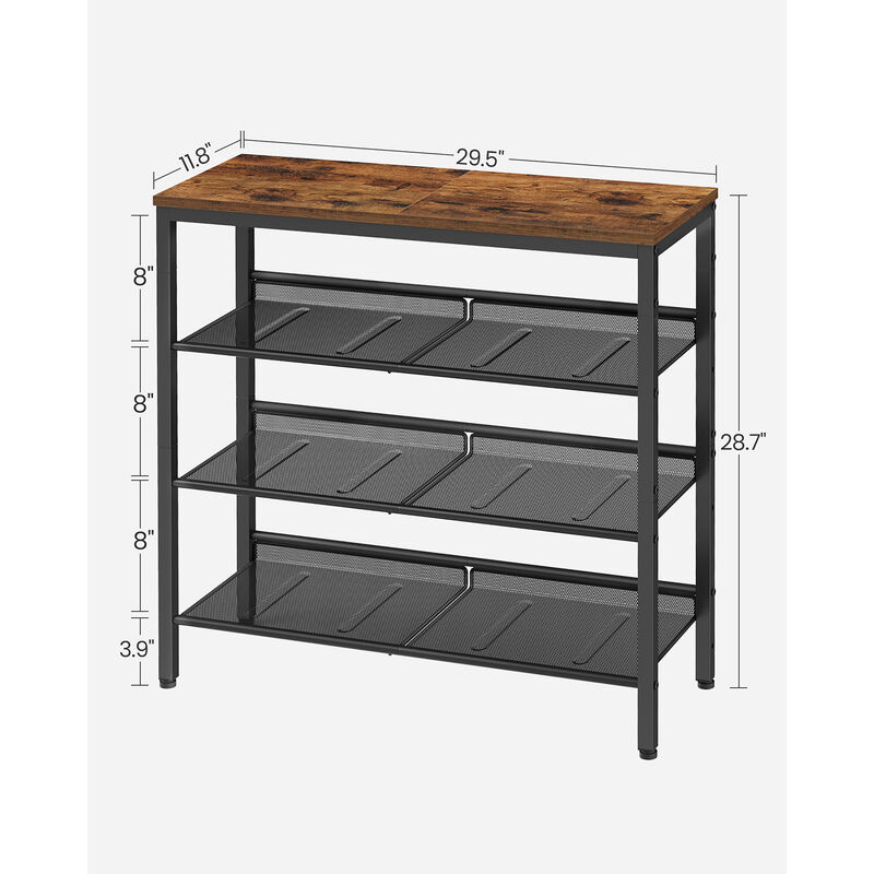 4-Tier Shoe Rack for Compact Storage and Easy Organization