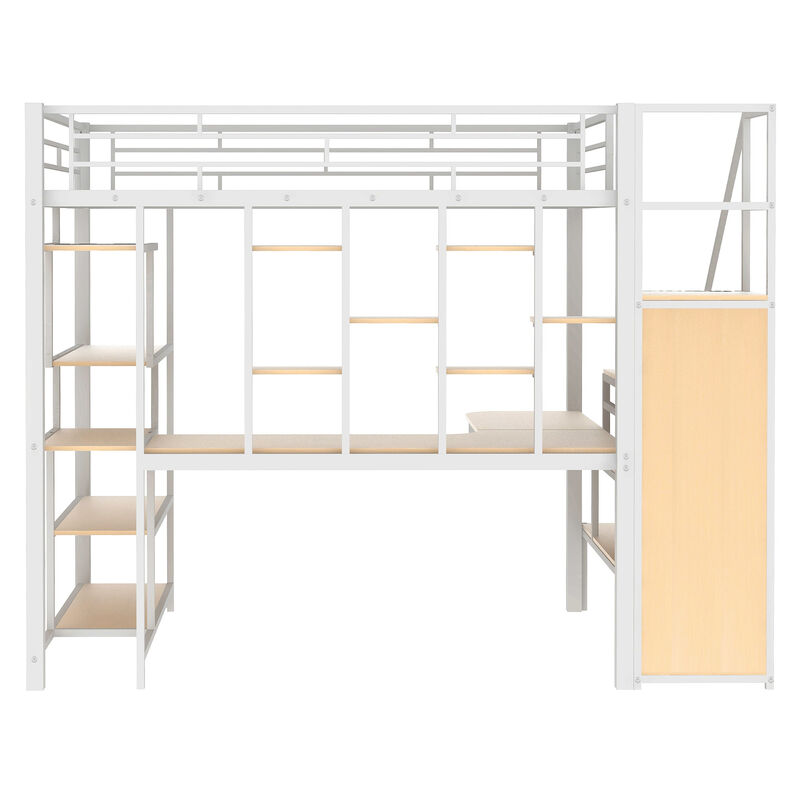 Merax Metal Loft Bed with Storage Staircase