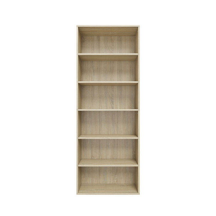 63.23 in. Tall Wood 6-Shelf Etagere Bookcase with Adjustable Shelves
