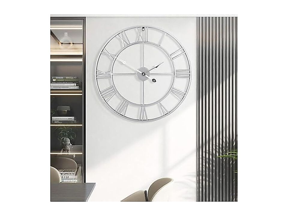 Large Wall Clock Silent Non Ticking Roman Numerals Vintage Battery Operated