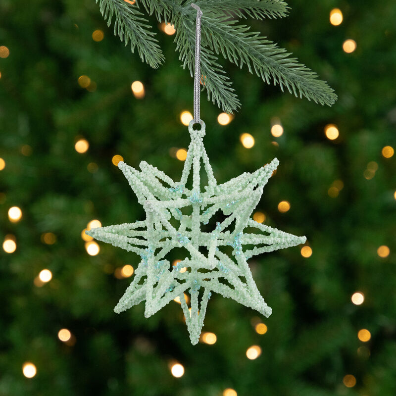 6.75" Light Green Starburst Christmas Ornament image number 1