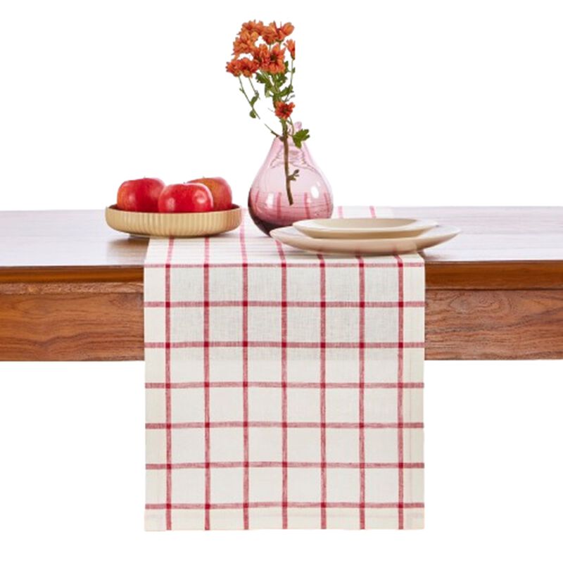 Solino Home 100% Pure Linen Table Runner - Windowpane