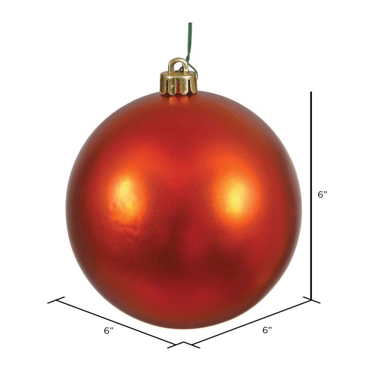 Vickerman 6" Burnish Orange Matte Ball Ornament 4 per Box