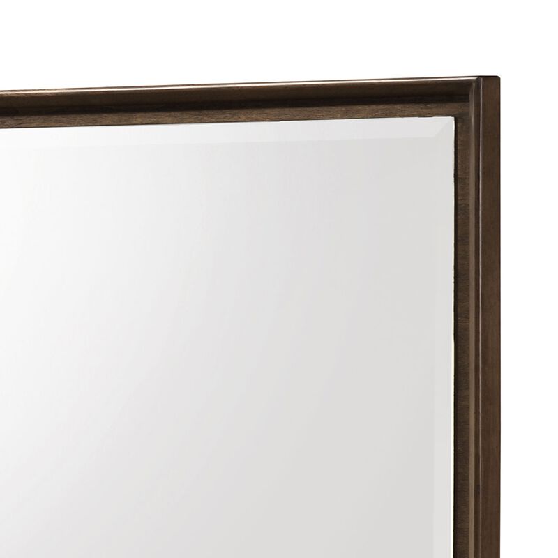 Genu Dresser Mirror, Warm Brown Wood Frame, Beveled Glass, 34 Inch