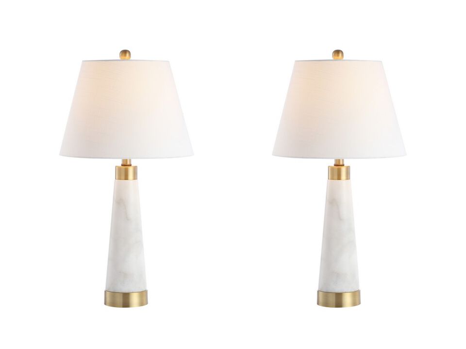 Travis Marble/Iron Gold Modern Column LED Table Lamp (Set of 2)