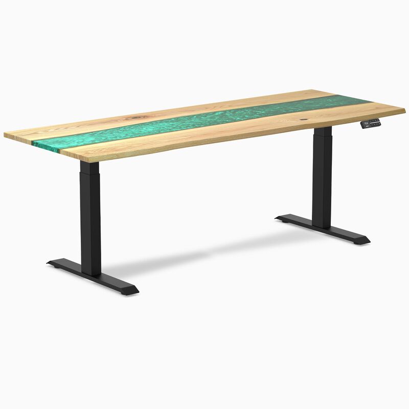 Desky Dual Resin Hardwood Sit Stand Desk image number 0