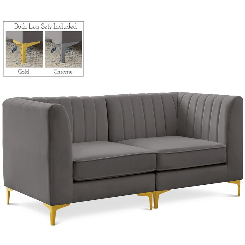 Meridian Furniture Alina Grey Velvet Modular Sofa