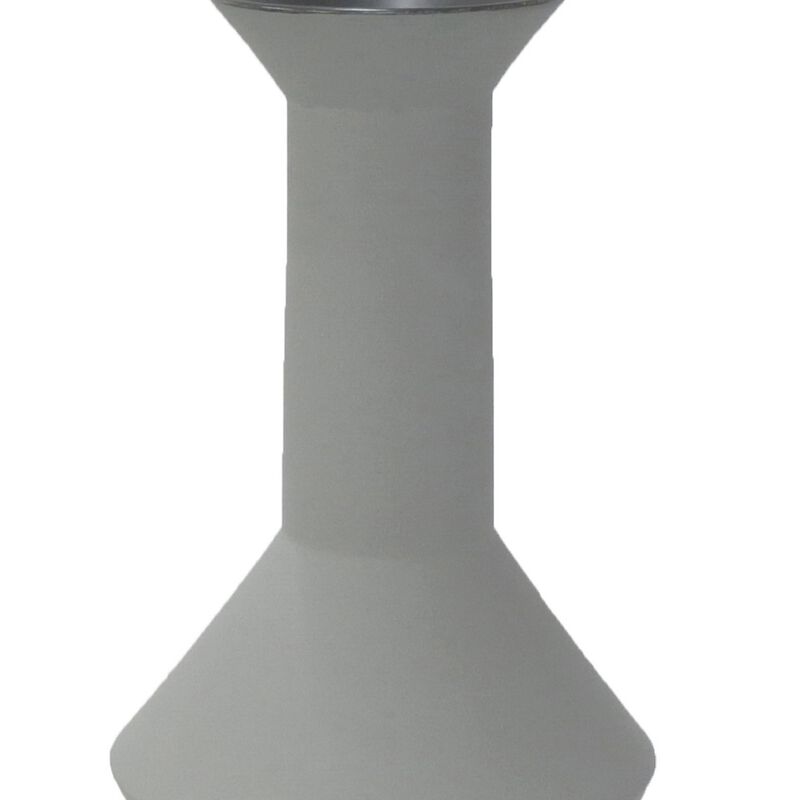 Accent Flower Vase, Narrow Neck Geometric Shape White Ceramic 14 Inch - Benzara