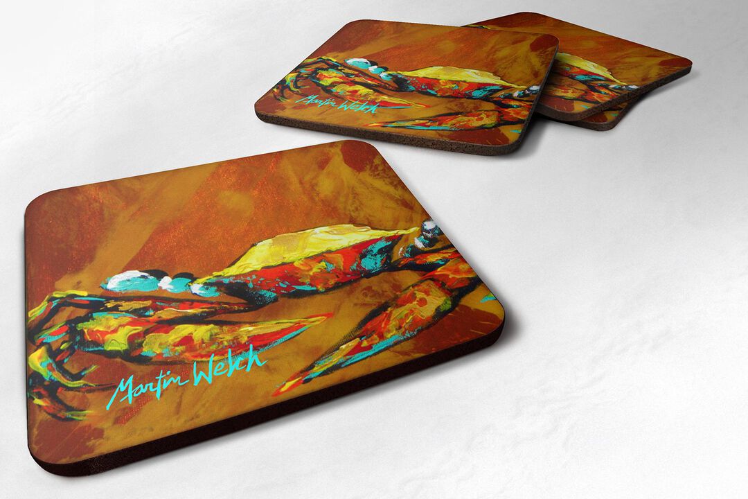 Caroline's Treasures MW1011FC Crab Carmel Coated Foam Coasters (Set of 4), 3.5 H x 3.5 W, Multicolor