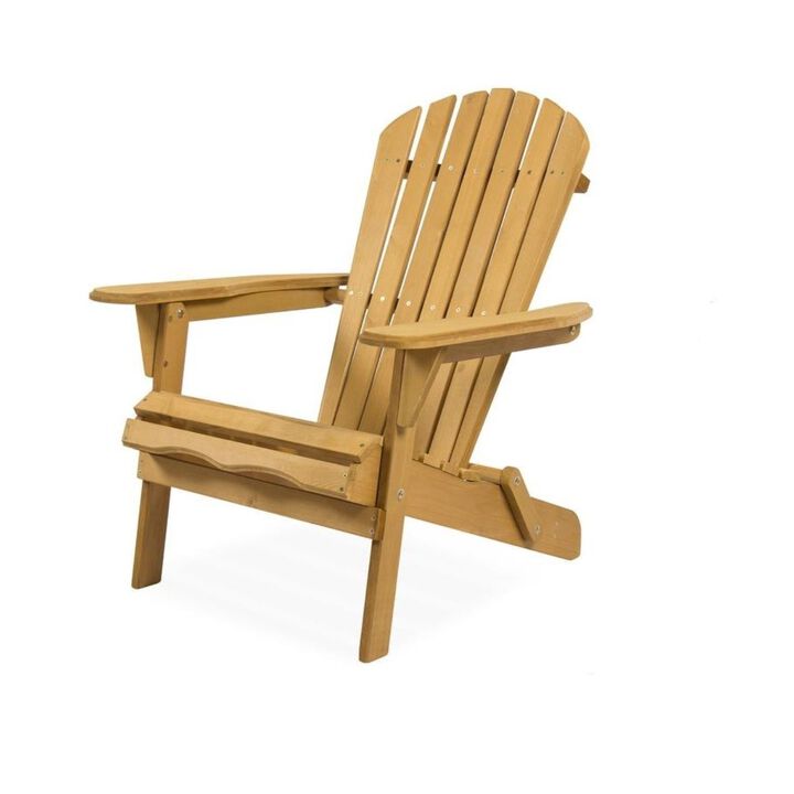 QuikFurn All Weather Adirondack Large Foldable Chair Natural Finish