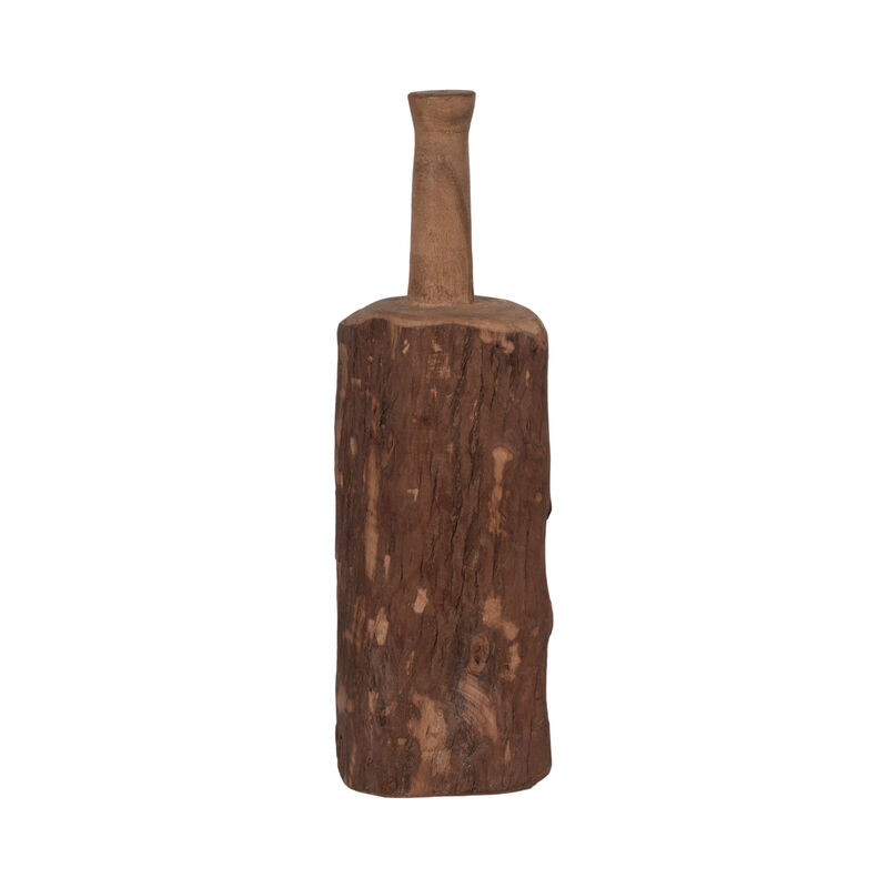 21" Reclaimed Wood Bottle Object, Brown image number 2