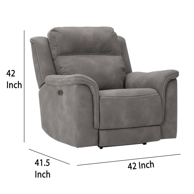 Corbin Power Recliner Chair, Zero Draw USB, Slate Gray Faux Leather