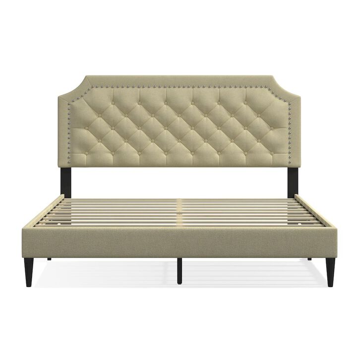 Rize Home Hanfield Queen Platform Bed Beige