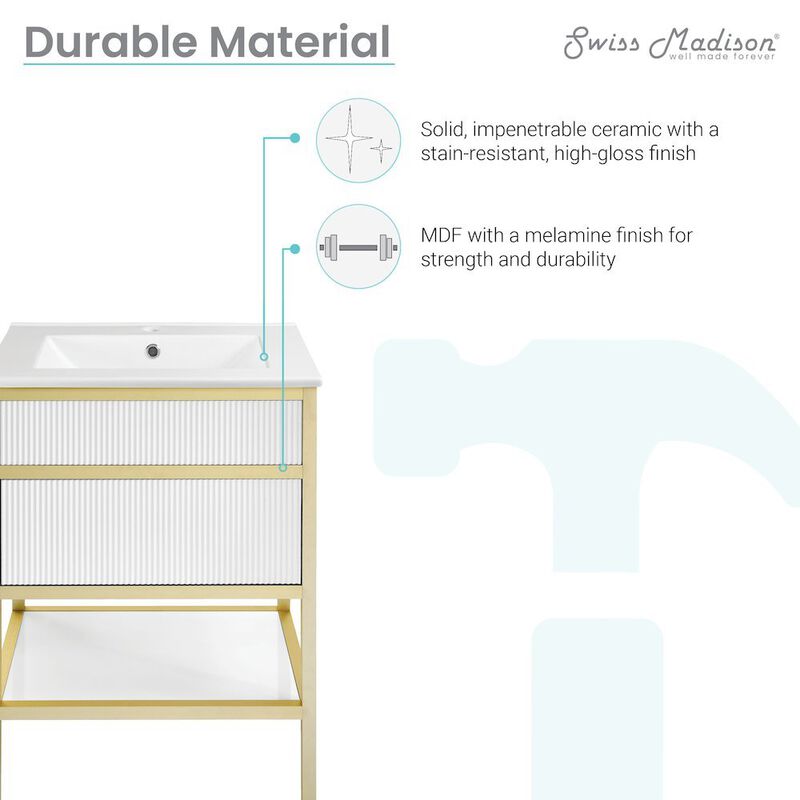 Cache 24" Freestanding Bathroom Vanity in White with Sink Top image number 2