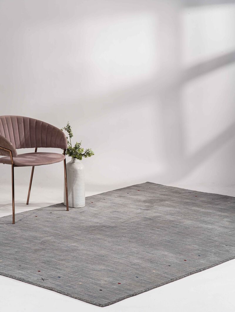 RUGSOTIC CARPETS HAND KNOTTED LOOM WOOL ECO-FRIENDLY AREA RUGS  - 6'x9', Rectangle, Light Blue Color, Contemporary Modern Design, High Pile Thick Handmade Anti Skid Rugs for Living Room (L00109)