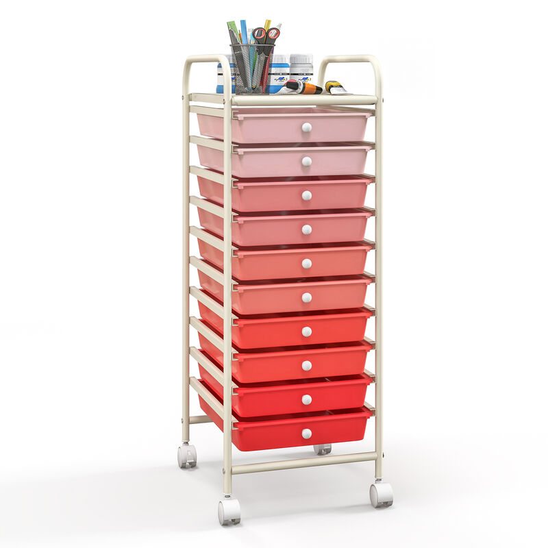 Rolling Cart Organizer with 10 Drawers &ndash; Ideal for Home or Office