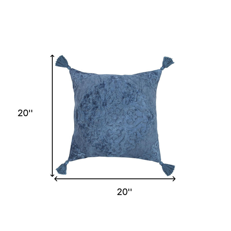 Boho Damask Cotton Blend Zippered Pillow with Tassels &ndash; Stylish Decorative Cushion for Sofa or Chair