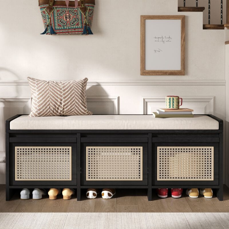 Seckbo Retro Button Tufted Upholstered Storage Bench image number 2