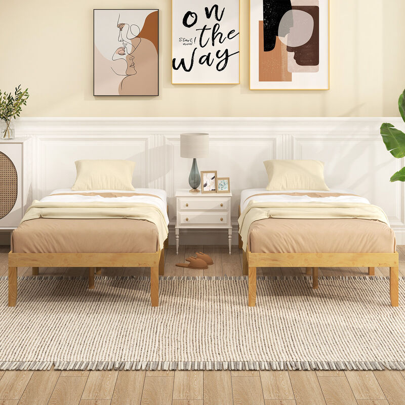 Platform Bed Frame with Wooden Slats Support for Sturdy Mattress Foundation and Modern Bedroom Style