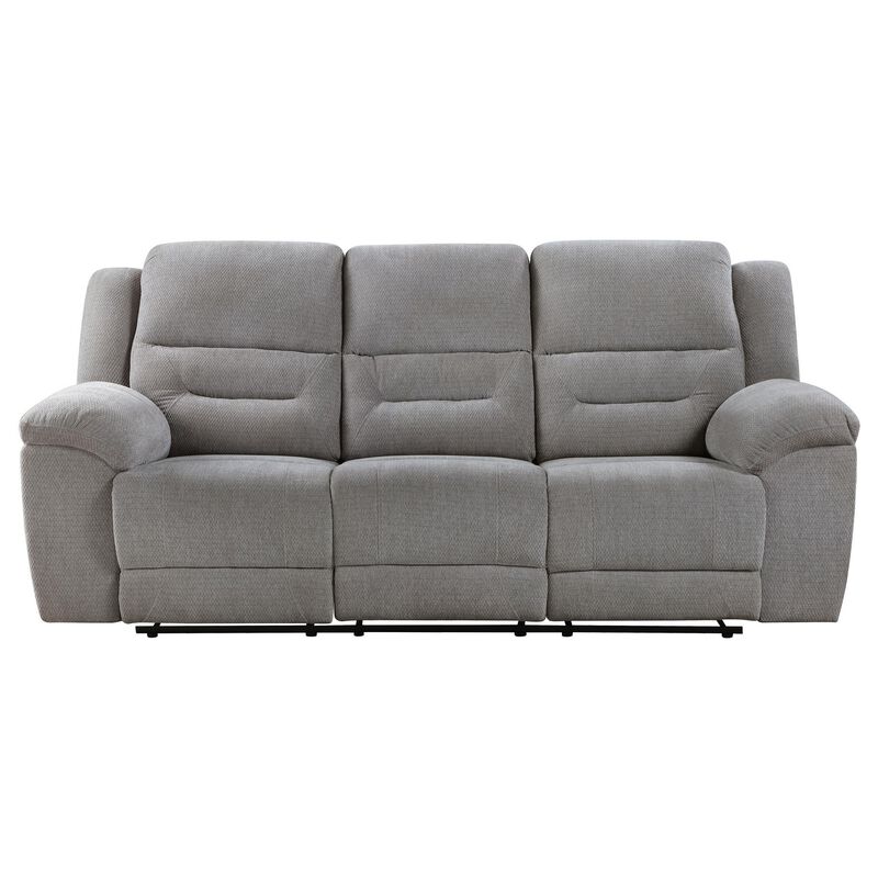 Gilo Manual Recliner Sofa, 92 Inch Light Gray, Pillow Top Armrests
