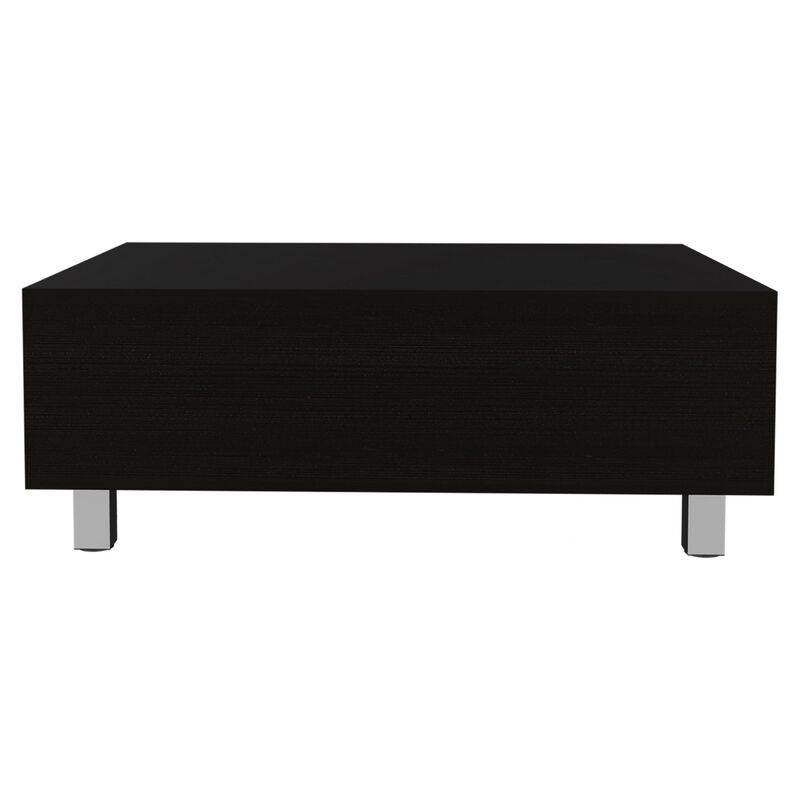 Homezia 32" Black Manufactured Wood Rectangular Lift Top Coffee Table With Drawer And Shelf