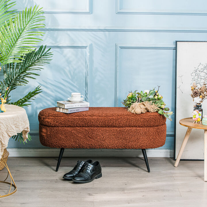 Scandinavian Design Bench with Metal Legs Storage