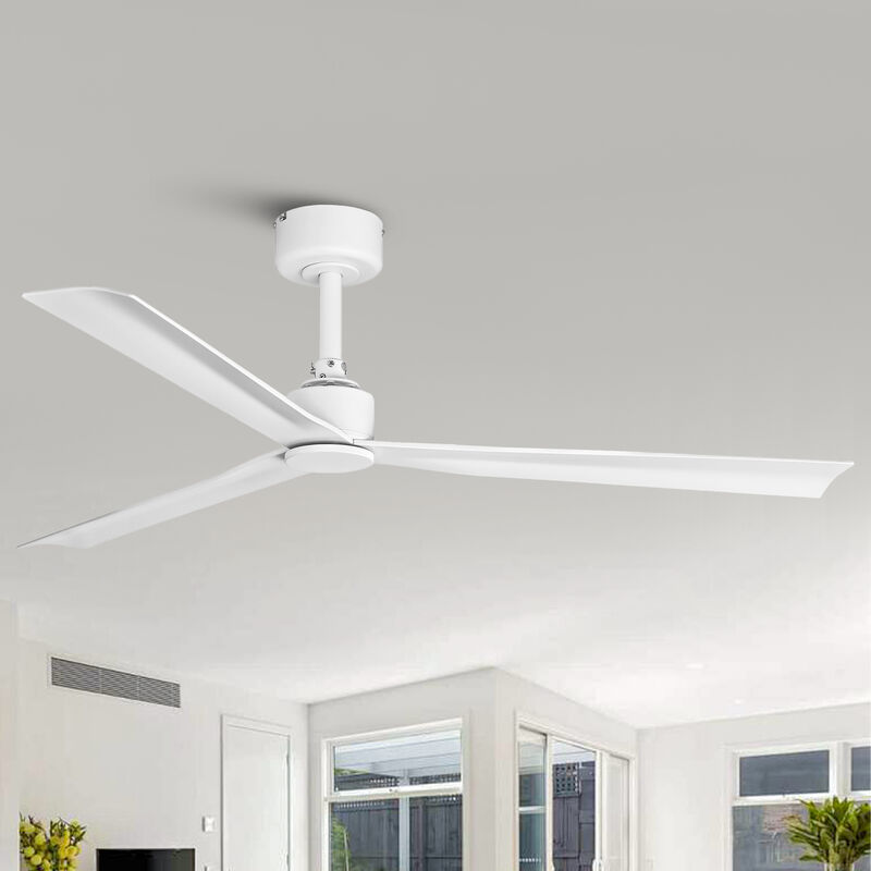 50" Modern White Propeller Remote Control Ceiling Fan without Lights