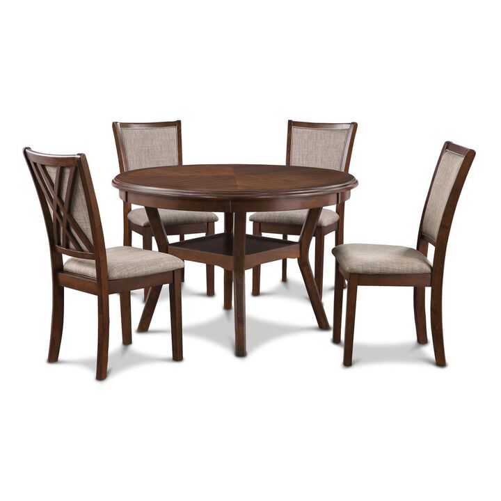 New Classic Furniture Furniture Amy 5-Piece Contemporary Wood Dining Set in Cherry