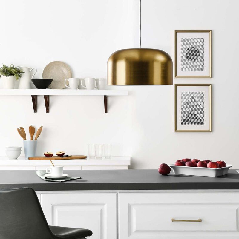 Modway Avenue 1-Light Pendant Light in Satin Brass, Brown, 17 x 17 x 80.5 image number 3