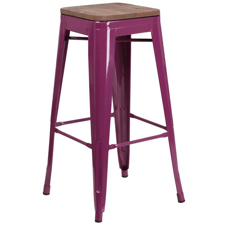 Flash Furniture 30" High Backless Barstool with Square Wood Seat