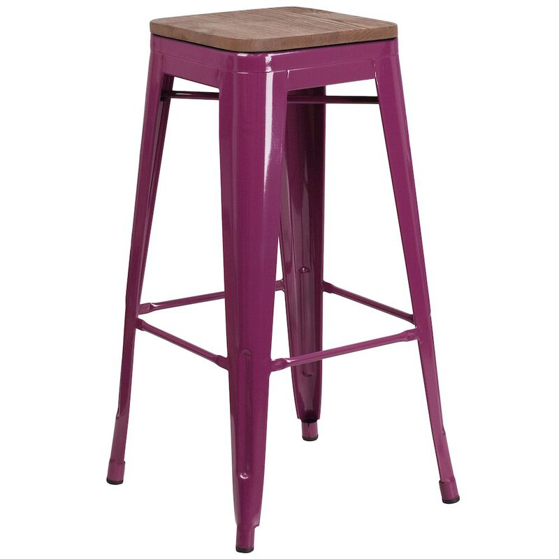 Flash Furniture 30" High Backless Barstool with Square Wood Seat image number 0