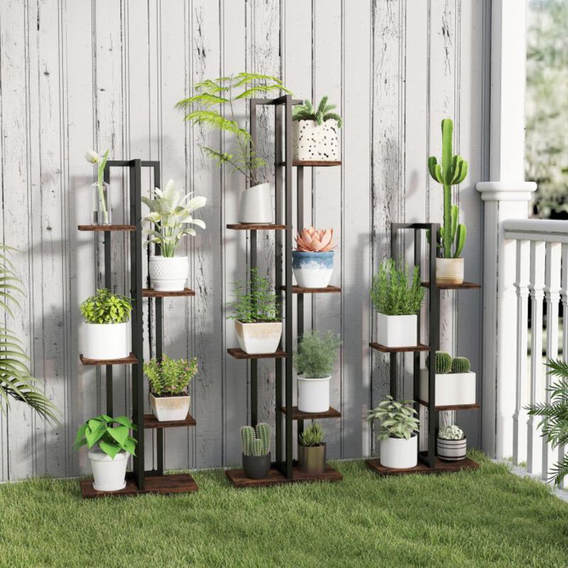 Hivvago 3 Pieces Tall Wood Plant Stand Set 4+5+6-Tier Indoor Flower Stands